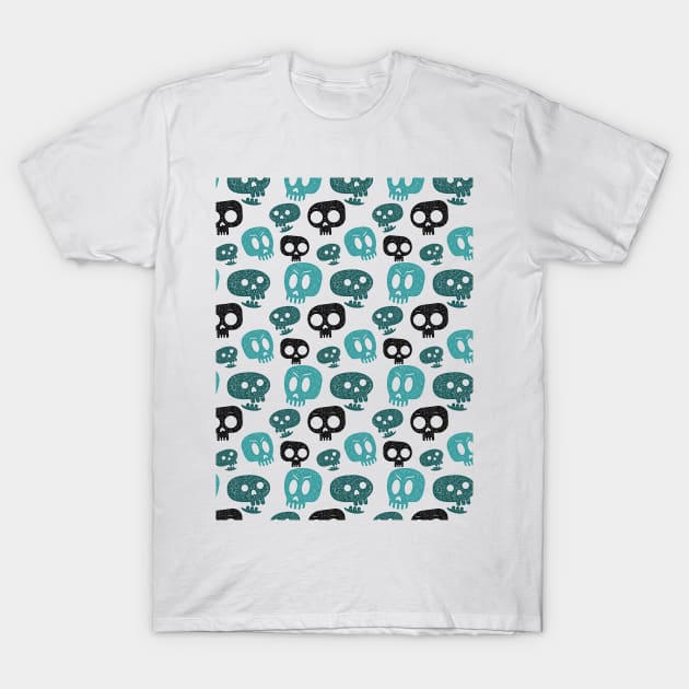 Cute skulls - Teal T-Shirt by LotusArtStudio